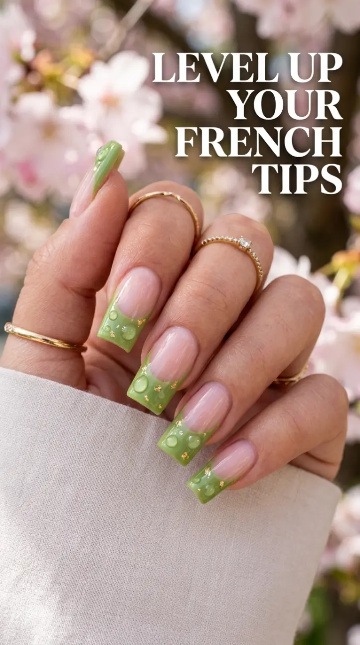 Modern colorful micro-french tip nail art design.