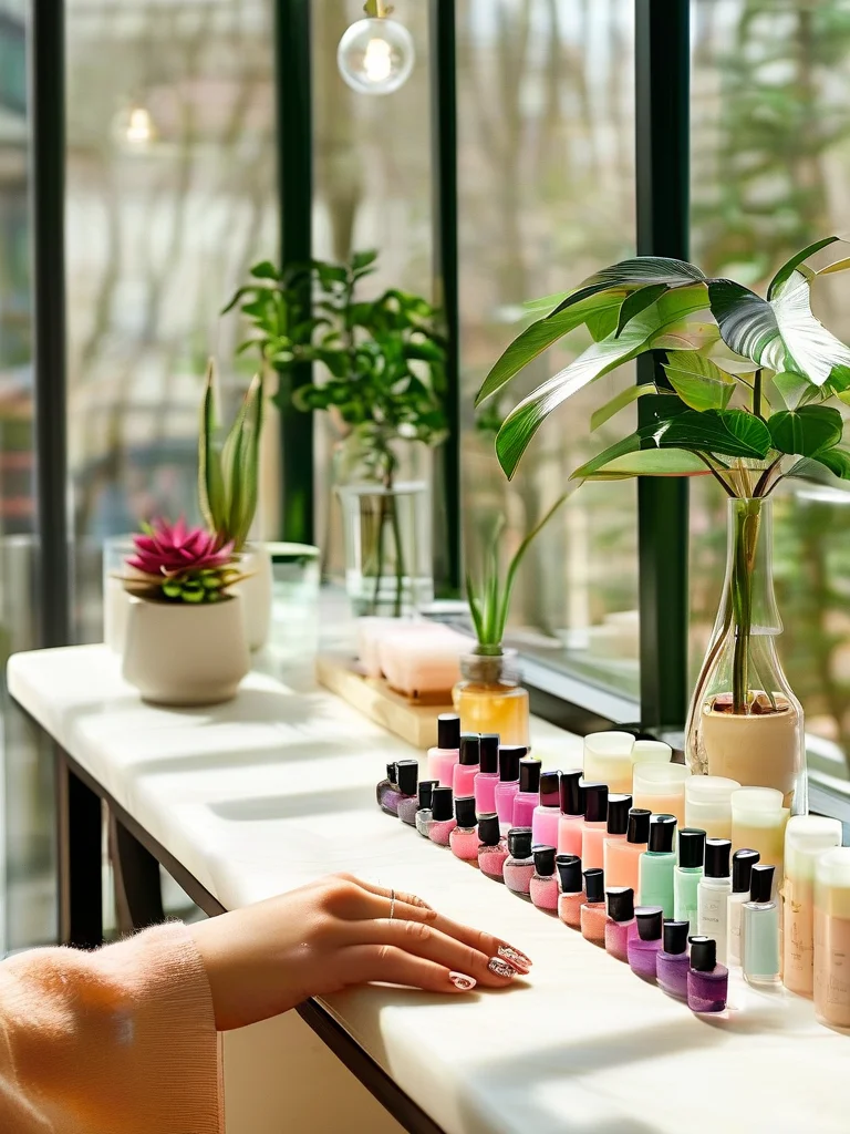 Detailed 3D imagery of Finding Your Eco-Sanctuary: The Rise of Eco-Friendly Nail Salons in Beyond Chrome: Sustainable & Biodegradable Nail Art Trends for 2025