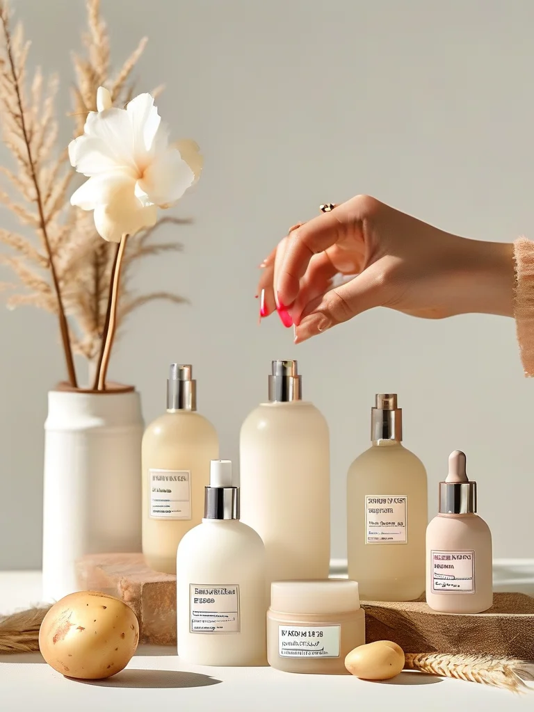 Detailed 3D imagery of Nature's Palette: Embracing Plant-Based and Vegan Nail Polish in Beyond Chrome: Sustainable & Biodegradable Nail Art Trends for 2025