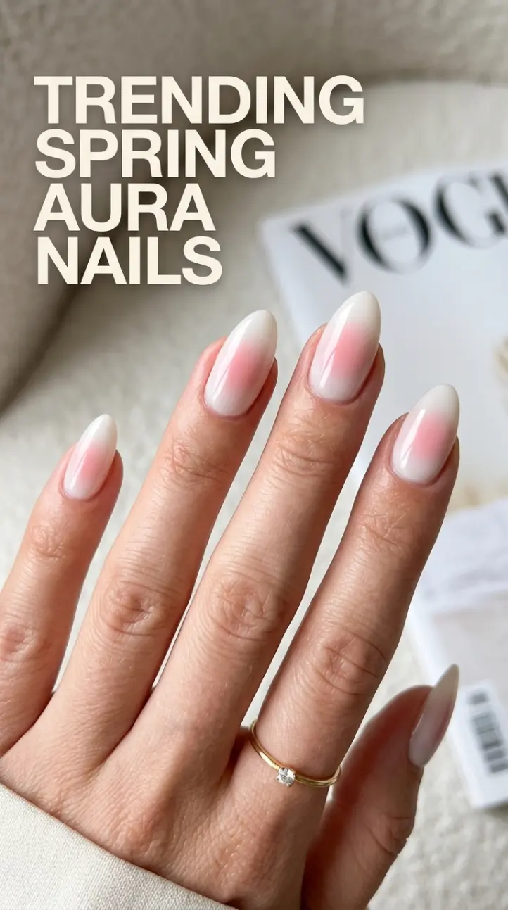 Glowing pink aura nail design with a subtle glazed chrome finish.