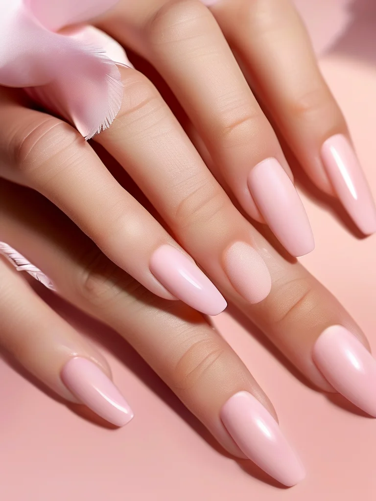 Sheer blush pink oval nails, clean girl aesthetic