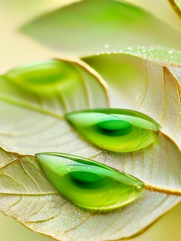 Almond nails with emerald green glitter fade and gold flakes