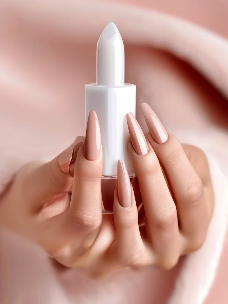 Clean white coffin nails with sharp French tips.