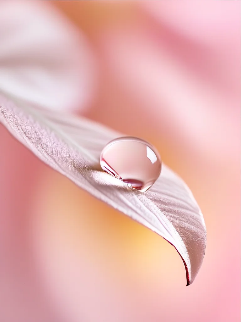Macro shot of a pearly iridescent nail with raised clear gel 'dewdrop' accents.
