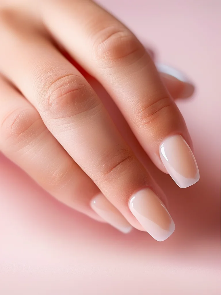 Short round glazed donut ombre gel nails