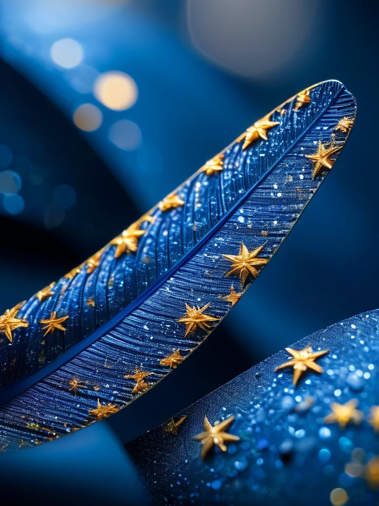 Stiletto nails with deep navy and ethereal silver/gold stellar swirl design