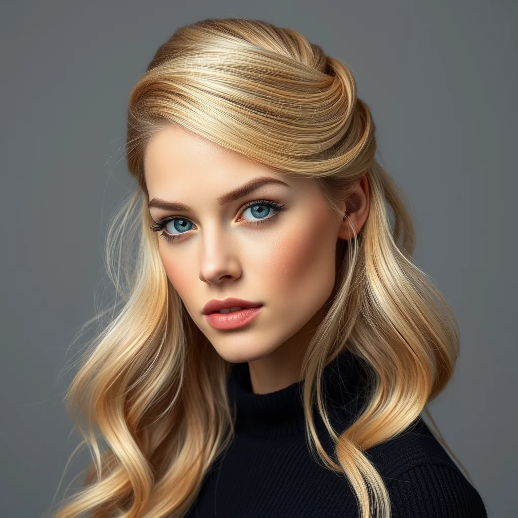 Woman with a textured French twist elegant updo, showcasing modern volume and sophistication.