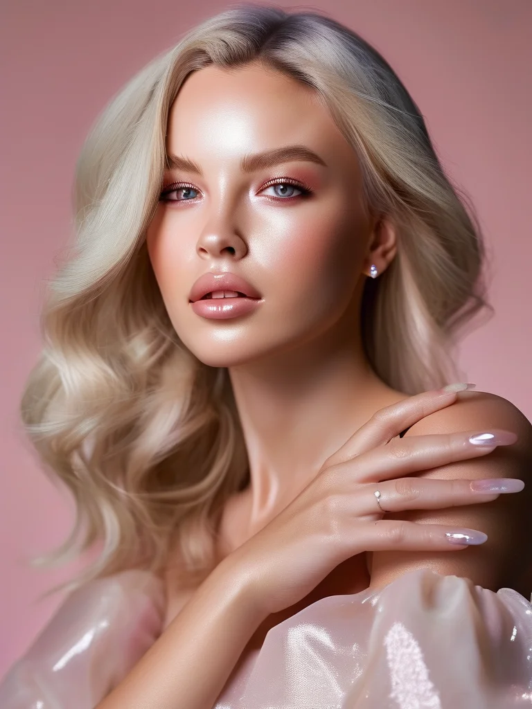 25+ Dreamy White Prom Nails Ideas to Shine on Your Big Night 6 Medium-length almond-shaped nails featuring a milky, semi-sheer white base topped with a lustrous 'glazed donut' chrome finish. The nails possess a dewy, glowing appearance with a delicate pearlescent shimmer that catches the light beautifully.