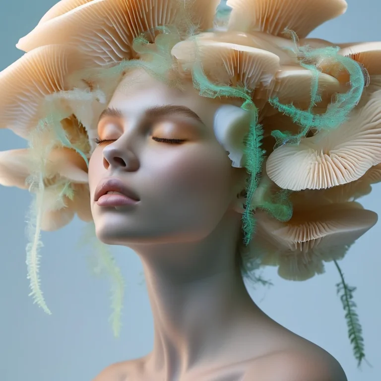 Luminous hair strands interwoven with natural bio-pigments, representing sustainable and eco-chic hair dye trends of 2027.