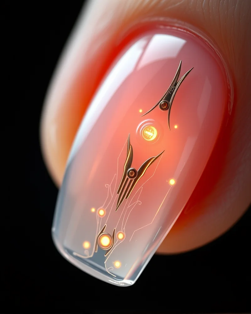 Bio-Adaptive Manicures: The Rise of Smart Nails in 2027 5 A close-up of a smart manicure featuring integrated haptic-feedback sensors for digital notifications.