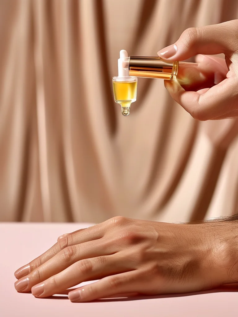 A close-up shot of professional cuticle oil being applied to hydrated nails following a bio-adaptive gel manicure.
