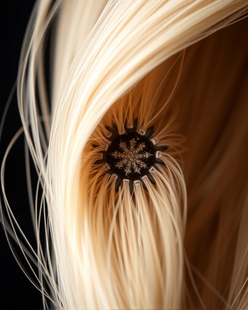 The Rise of Bio-Synthetic Hybrid Hair Extensions: A 2027 Styling Guide 2 Close-up microscopic view of bio-synthetic hybrid hair extension fibers.
