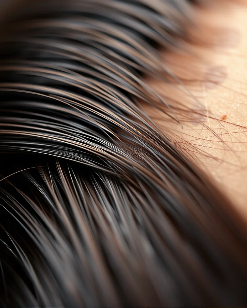 Bio-Synthetic Hair Integration: The 2027 Guide to Hybrid Hair Extensions 5 Close-up of premium hybrid hair extensions showing perfect light reflection and invisible bonding at the scalp for a seamless look.