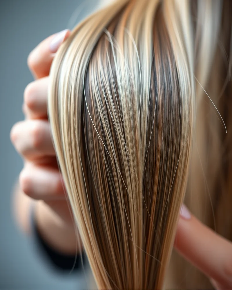 Bio-Synthetic Hair Integration: The 2027 Guide to Hybrid Hair Extensions 3 Close-up of high-quality hybrid hair extensions displaying a blend of natural human hair and advanced bio-synthetic fibers.