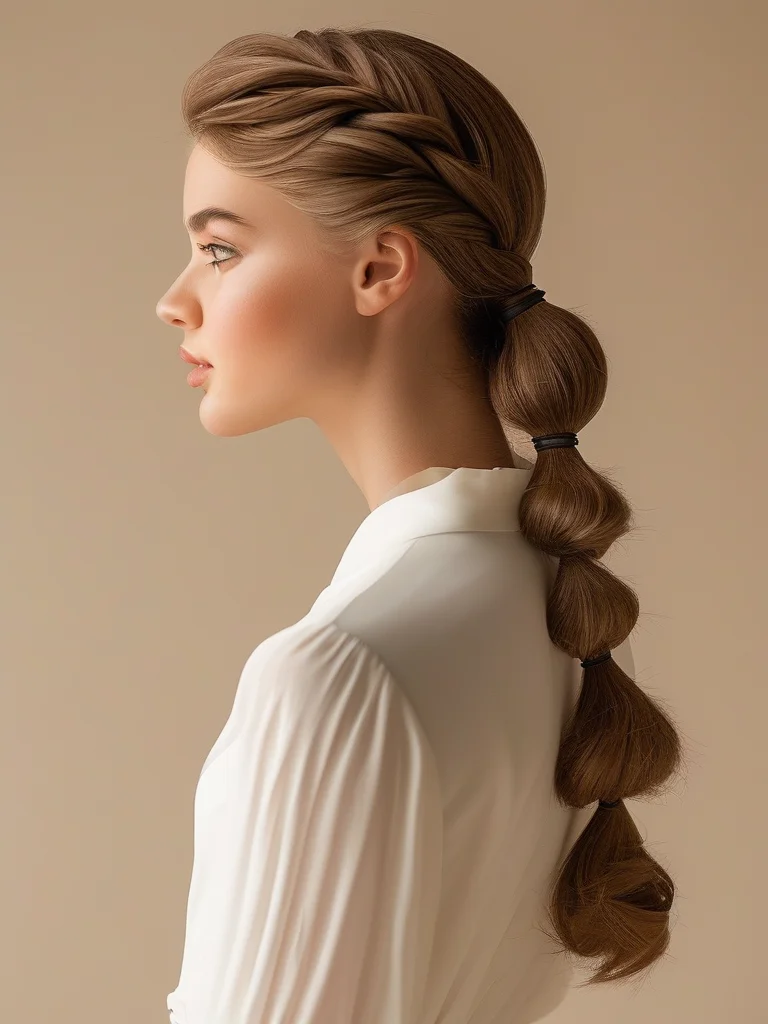 20+ Stunning Goddess Braid Styles to Elevate Your Look 2 A beautiful woman with classic medium-brown goddess braids that flow smoothly down her back. The braids are thick and symmetrical, expertly installed with a polished, sleek appearance under soft, even lighting.