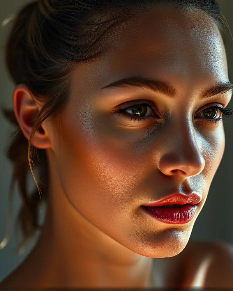 7 Secrets to Perfecting the Viral Clean Girl Makeup Look 2 A vibrant editorial shot highlighting a woman's glowing, dewy skin and her neatly tied, minimalist ponytail.