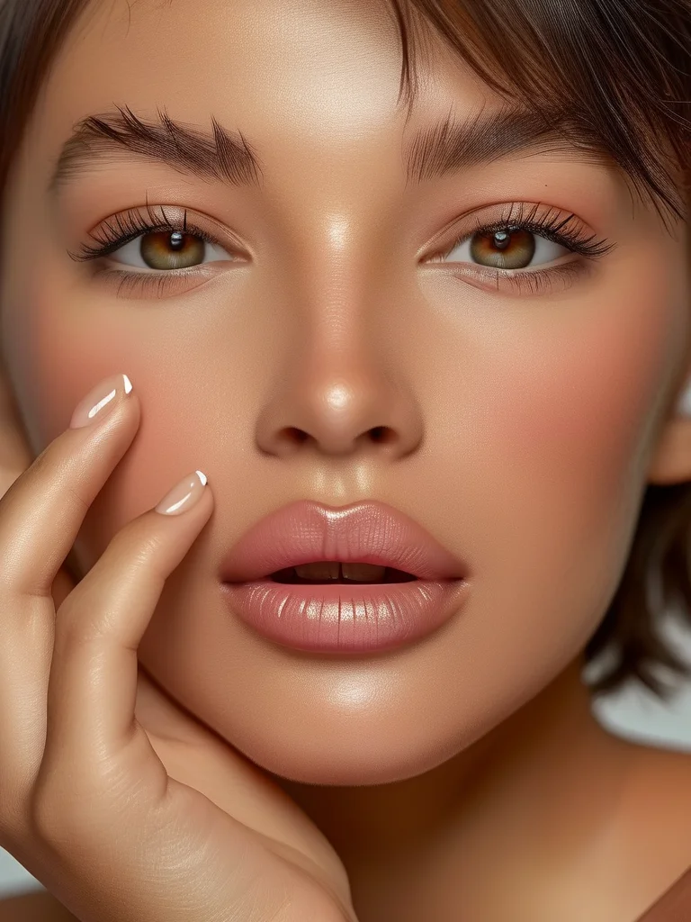 Beyond Basic: 5 Stunning Square Nail Trends You Need to See 3 A detailed macro photograph of a woman's hand with very short, neat square nails. Each nail has a classic white, extremely fine micro French tip over a sheer nude base, emphasizing clean and elegant lines.