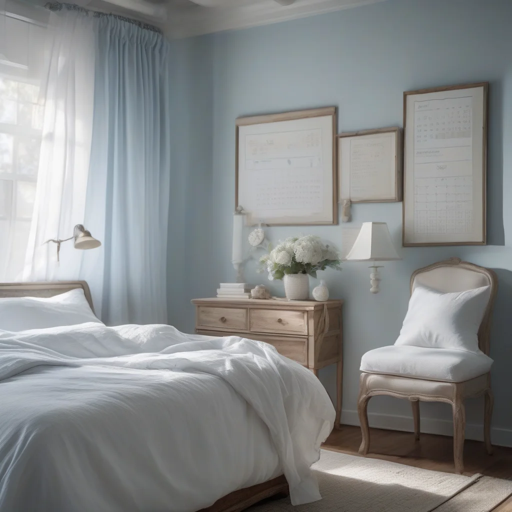 7 June Calendar Hacks to Transform Your Home for Summer 4 A serene summer bedroom with light linen curtains, white bedding, and a calming blue color palette that feels breezy and fresh.