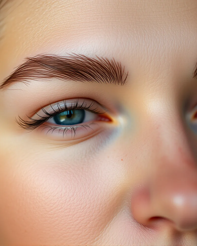 7 Secrets to Perfecting the Viral Clean Girl Makeup Look 4 A macro shot focusing on perfectly brushed, feathered eyebrows on a clean, glowing complexion.