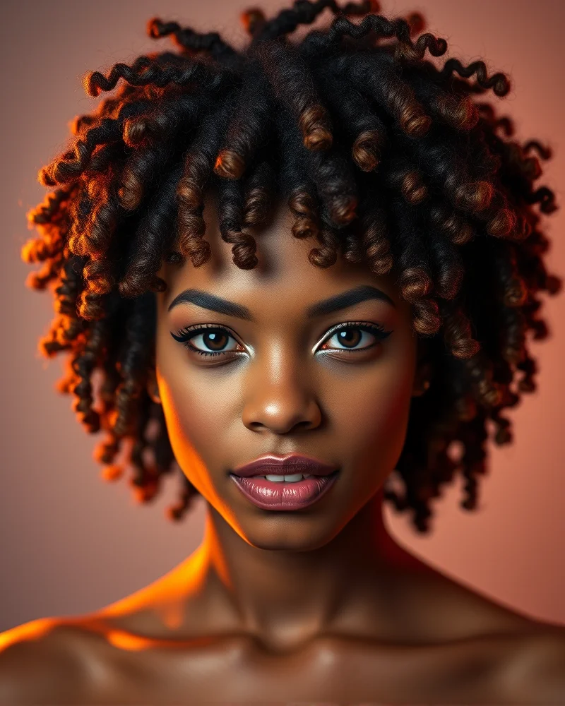 7 Viral Face Framing Highlights That Will Instantly Brighten Your Complexion 4 A woman with vibrant curly hair where the front coils are specifically highlighted in a honey-caramel shade, accentuating her face shape.