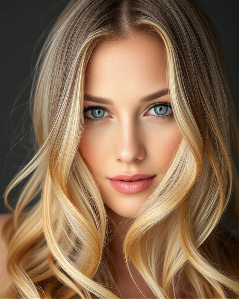 7 Viral Face Framing Highlights That Will Instantly Brighten Your Complexion 6 A close-up shot focusing on the warm honey-toned highlights around the face of a woman with long, voluminous golden-blonde hair.