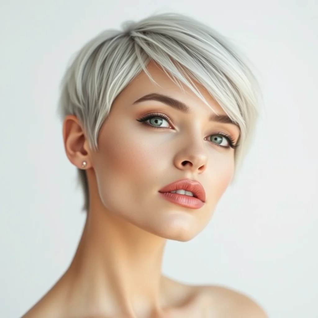 7 Lip Liner Tutorial Secrets for the Perfect Pout 7 A portrait featuring a woman with a chic, short silver pixie cut, highlighting a clean and sophisticated aesthetic.