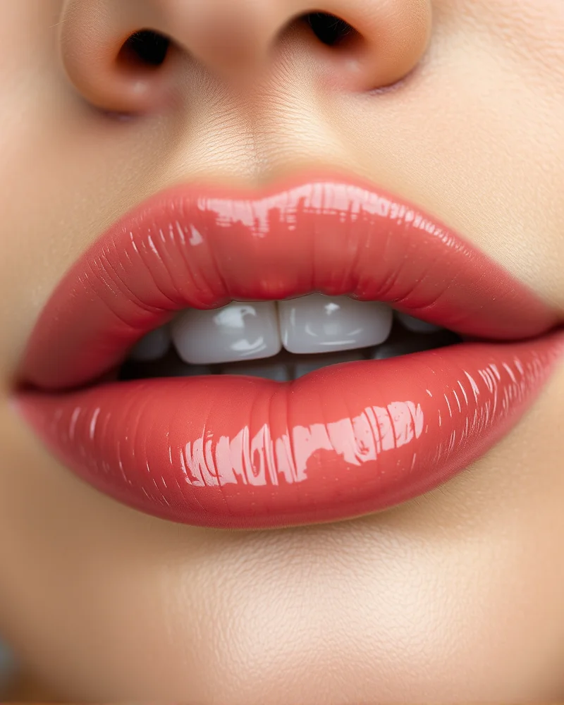 7 Secrets to Perfecting the Viral Clean Girl Makeup Look 7 A macro shot of glossy, healthy-looking lips with a subtle hint of color.