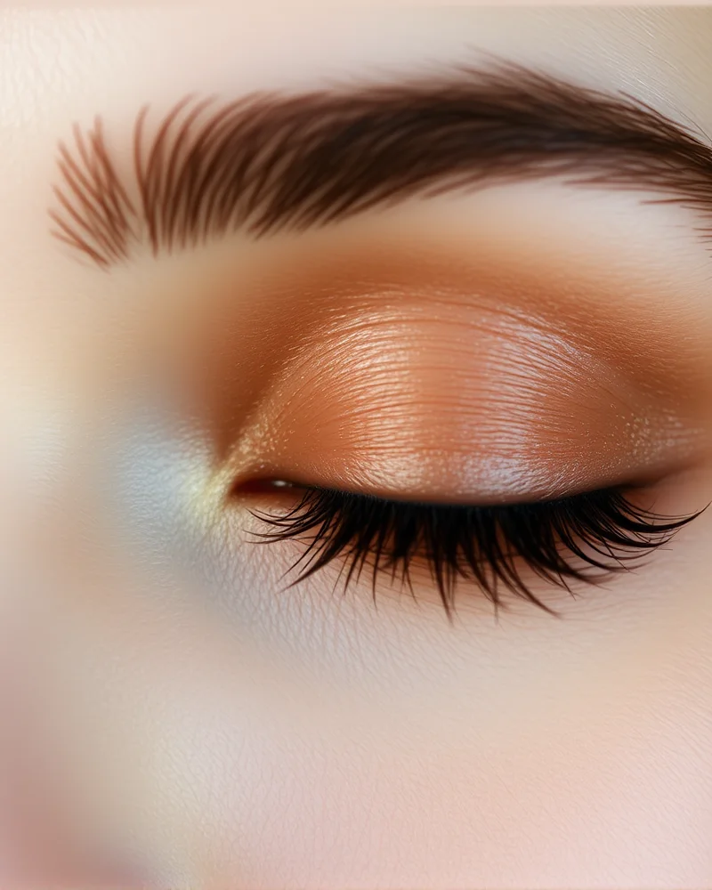 7 Secrets to Perfecting the Viral Clean Girl Makeup Look 8 Close-up of eyelids featuring a soft, subtle wash of warm brown eyeshadow.