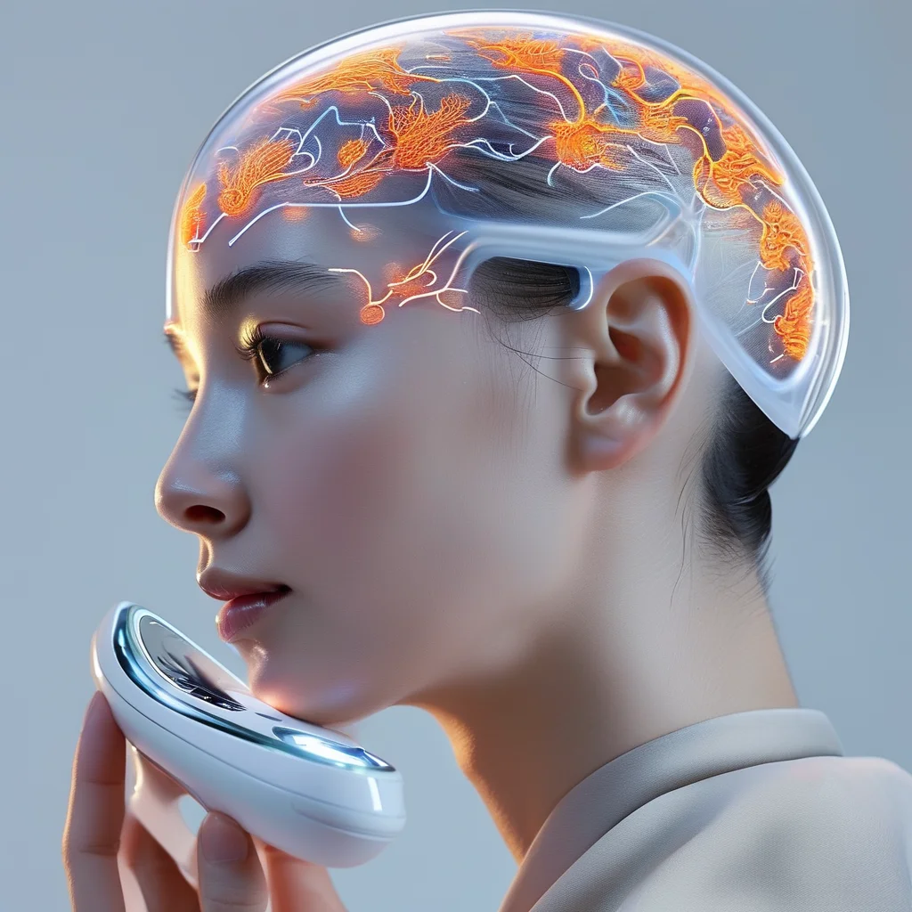 AI-powered scalp analysis with smart diagnostic device and data overlay, symbolizing future-proofing hair health.