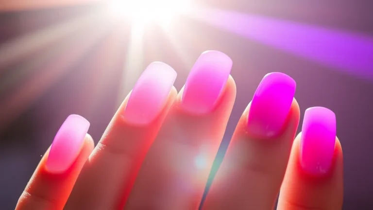 Bio-Adaptive Manicures: The Rise of Nail Tech That Changes Color with UV Exposure 9 Close-up of high-fashion bio-adaptive nails changing color in natural sunlight.