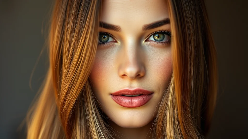 7 Viral Face Framing Highlights That Will Instantly Brighten Your Complexion 1 A beautiful woman with long, wavy chestnut brown hair featuring bright honey-blonde face framing highlights that accentuate her features under soft golden hour light.