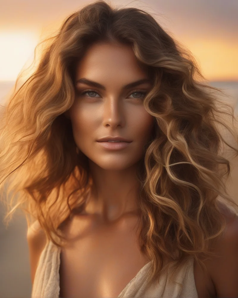 7 Vibrant Mexico Makeup Trends You Need To Try This Season 3 A woman with loose, textured beach waves and a radiant, bronzed complexion that looks like she spent the day in the sun.