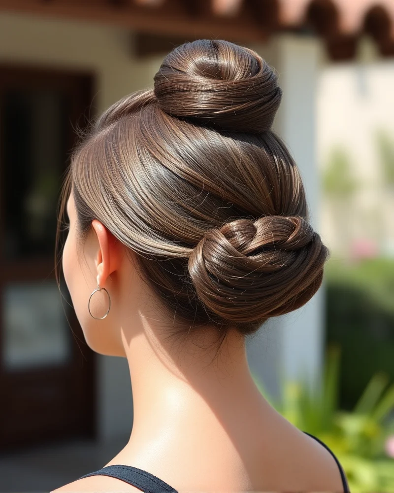 7 Effortless Summer Camp Hairstyles That Will Survive Any Adventure 4 A perfectly smooth, slicked-back high bun that provides a clean and polished aesthetic for any camp activity.