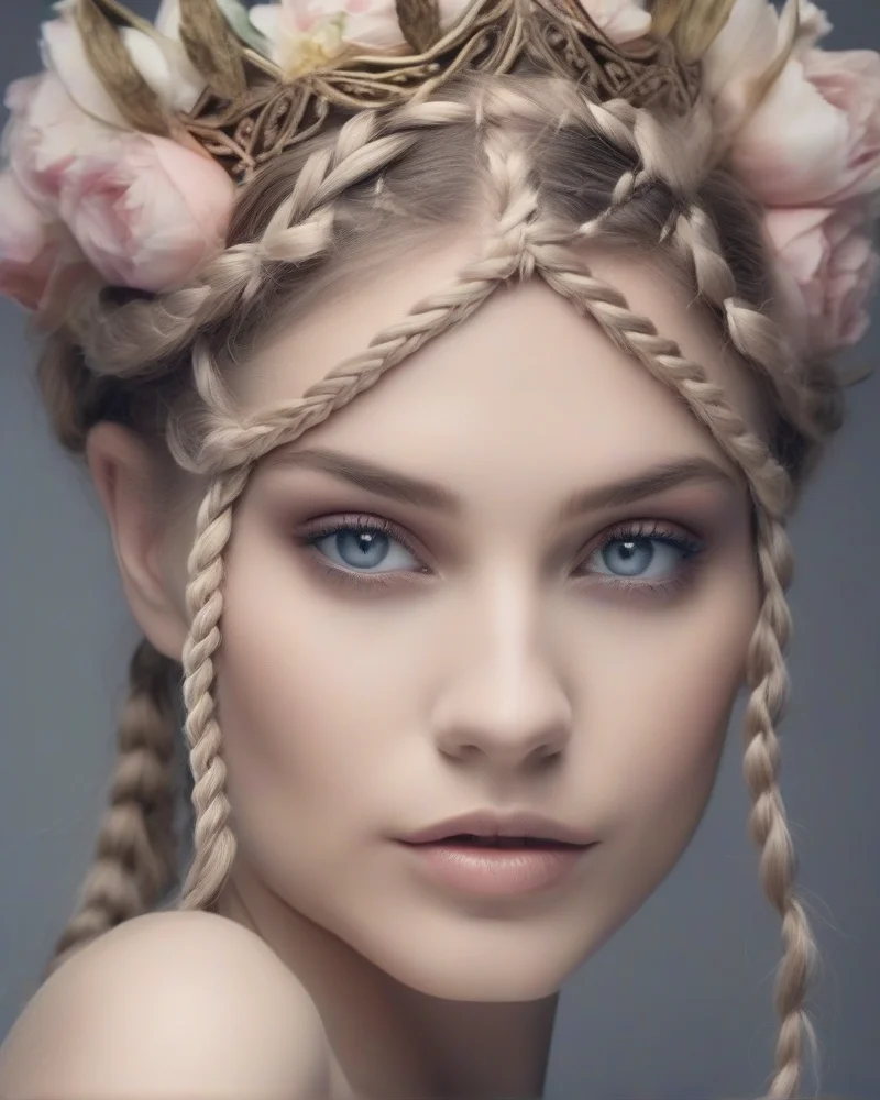 7 Vibrant Mexico Makeup Trends You Need To Try This Season 4 A close-up of an eye showing artistic floral eyeliner, with the subject wearing a complex, elegant braid crown.