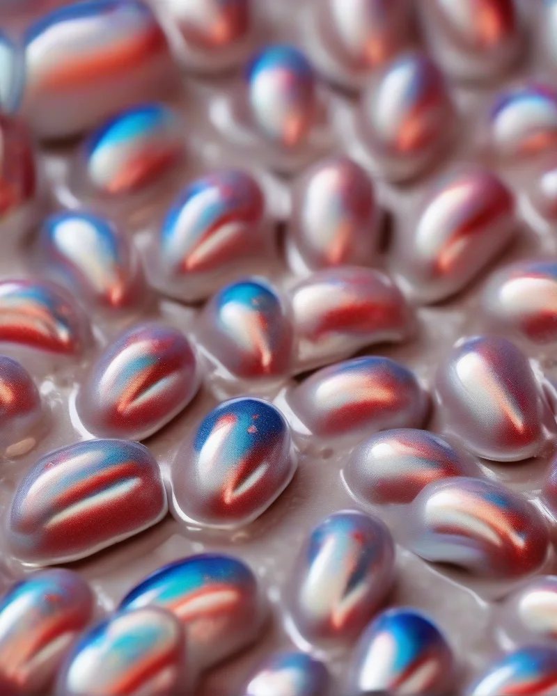 7 Patriotic Perfection: The Most Viral 4th of July Toenail Designs of the Season 5 Pearlescent glazed donut style toenails with a subtle dusting of red and blue micro-glitter.