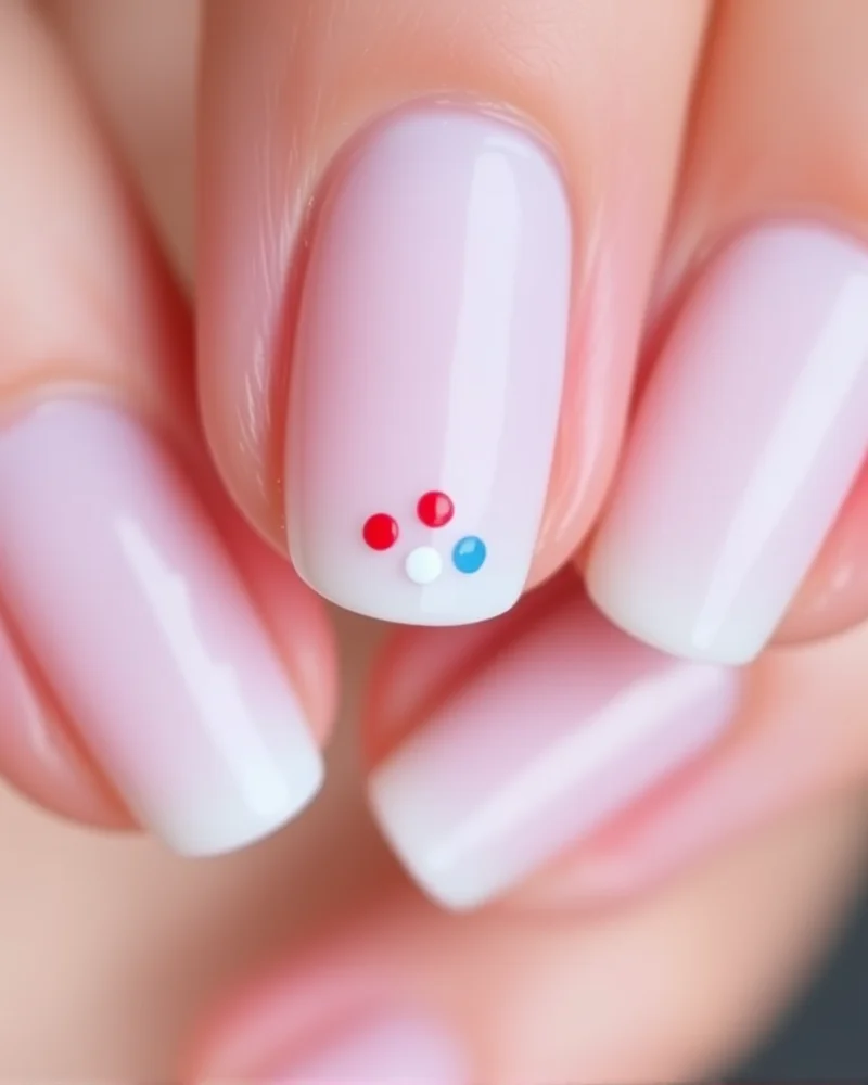 7 Viral 4th of July Nails Simple Ideas That Look Expensive 6 Short, natural round nails with a subtle, chic accent of three tiny colored dots in the center of the nail.