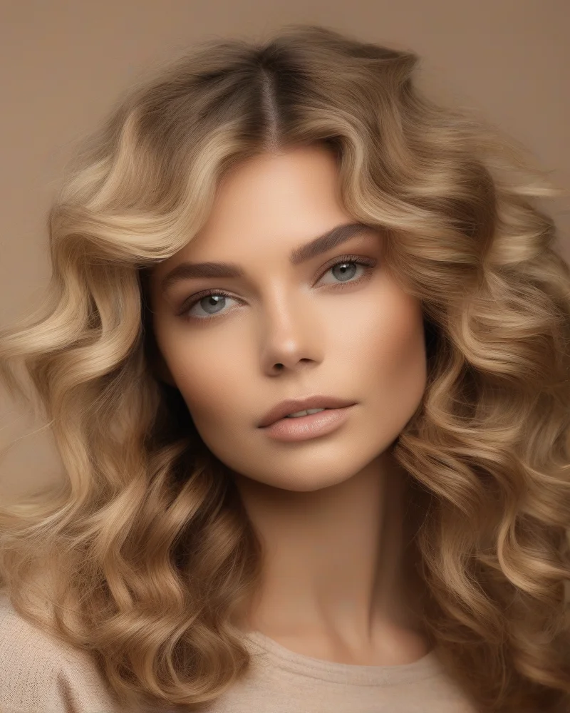 7 Vibrant Mexico Makeup Trends You Need To Try This Season 6 A portrait of a woman with soft, flowing curls and a polished, neutral-toned makeup look that enhances her features.