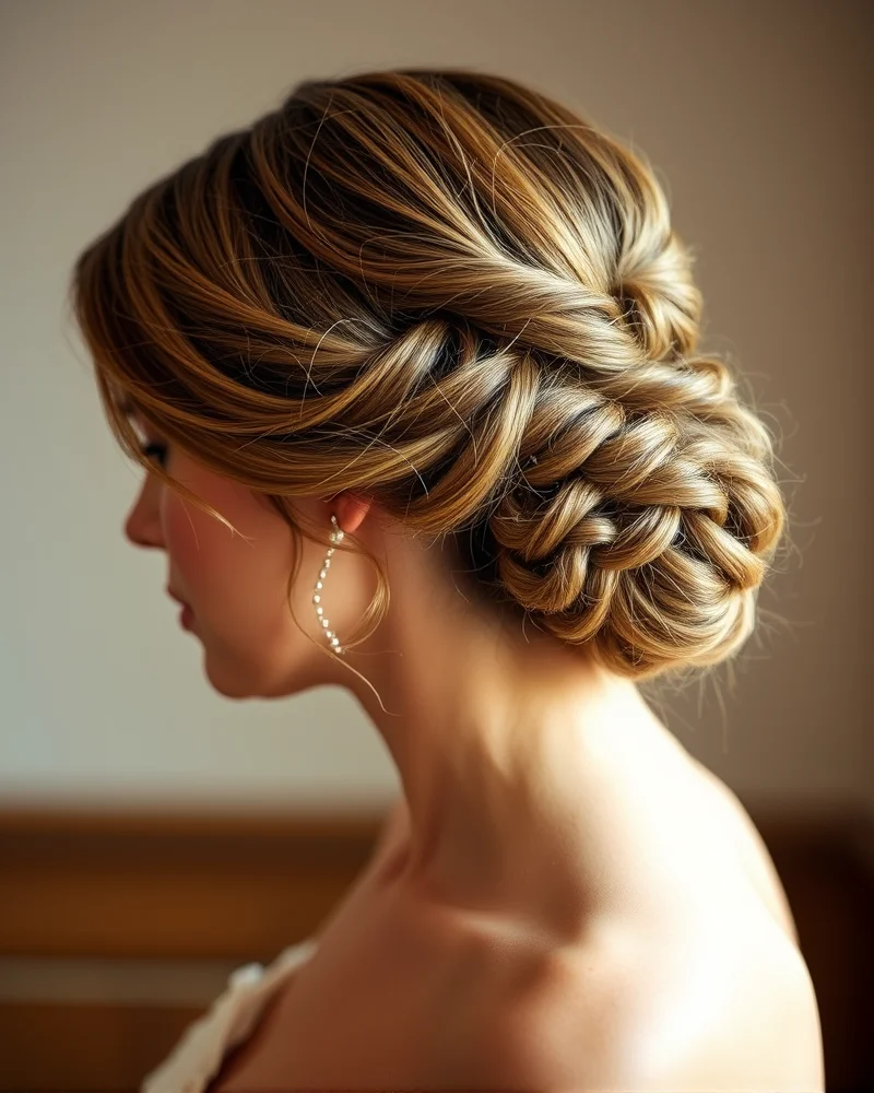 7 Fourth of July Hairstyles That Will Dominate Your Summer Feed 7 A side-view of a textured and loose low chignon hairstyle, showing off delicate twists and a professional-grade finish.