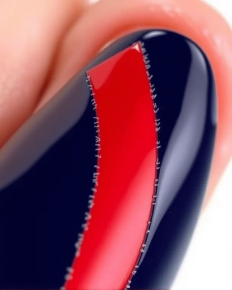 7 Stunning 4th of July Pedicure Ideas to Elevate Your Summer Style 7 A modern negative space pedicure with clean, sharp blocks of navy and red separated by clear lines.