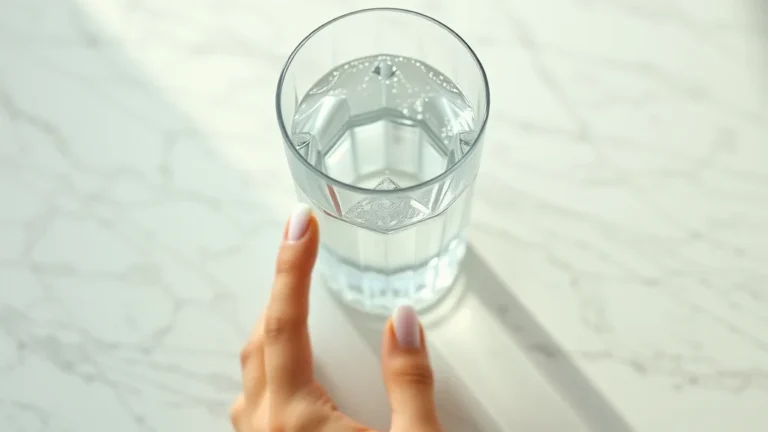 A close-up shot of a luxury manicure featuring almond-shaped nails with a festive French tip design, showcased elegantly against a marble background.