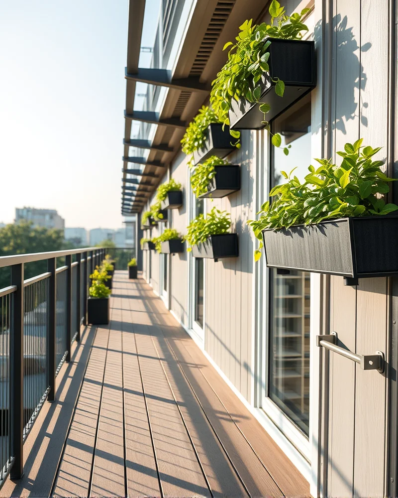 Biophilic Modular Balconies: Transforming Small Urban Spaces for 2027 7 Close-up of a well-maintained, durable modular balcony with clean decking and organized plant systems.
