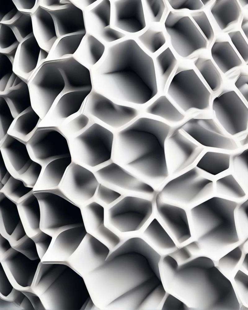Close-up of a high-density 3D-printed Nylon 12 accessory featuring a detailed lattice structure.