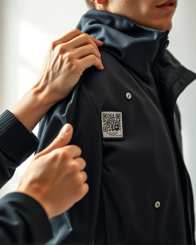 Sustainable Tech-Core: The Rise of Bio-Synthetic Fabrics in 2027 Streetwear 7 Close-up of high-quality sustainable tech-core fabric showing texture and labeling for verification.
