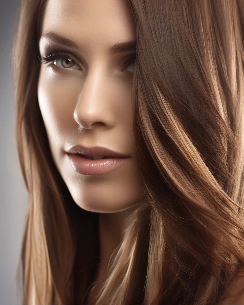 Close up of Neopolotin hair color with clear chocolate and strawberry transitions.