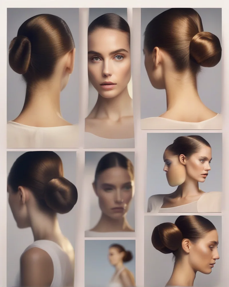 Portrait of a woman with a sleek low bun hairstyle showing off glowing, sun-kissed skin.