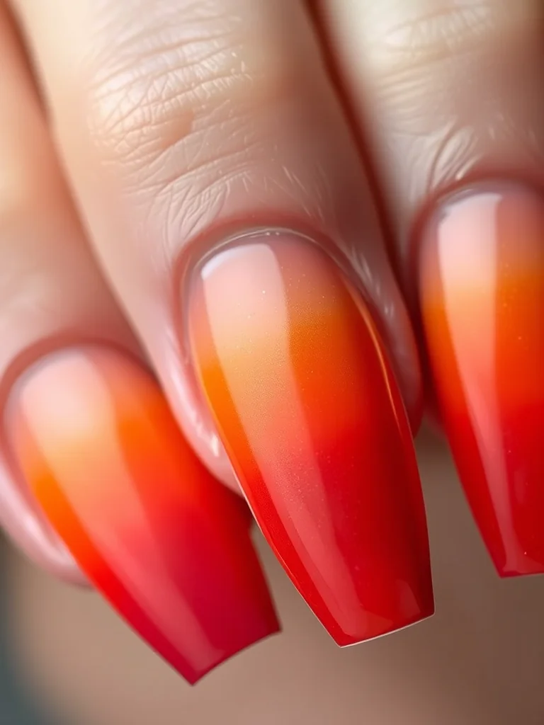 7 Late Summer Nails That Are Defining The End Of The Season 2 Sunset ombré coffin nails with a glossy finish.