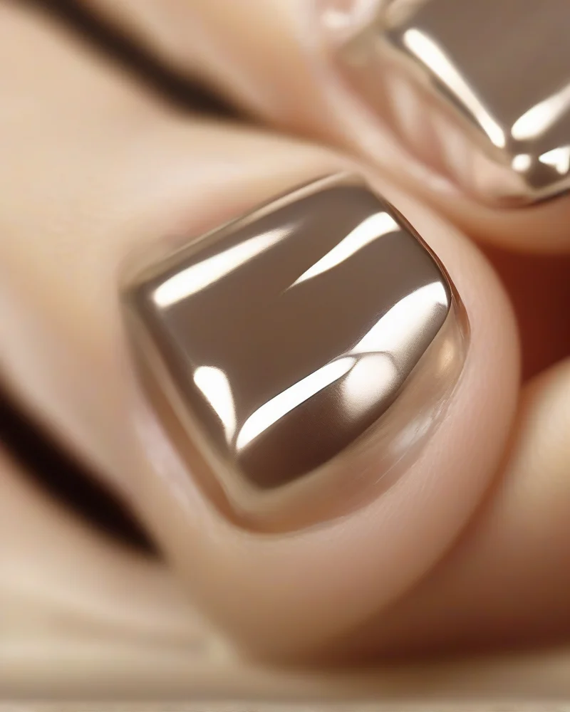 Minimalist glazed donut chrome middle school nails for a clean girl look.