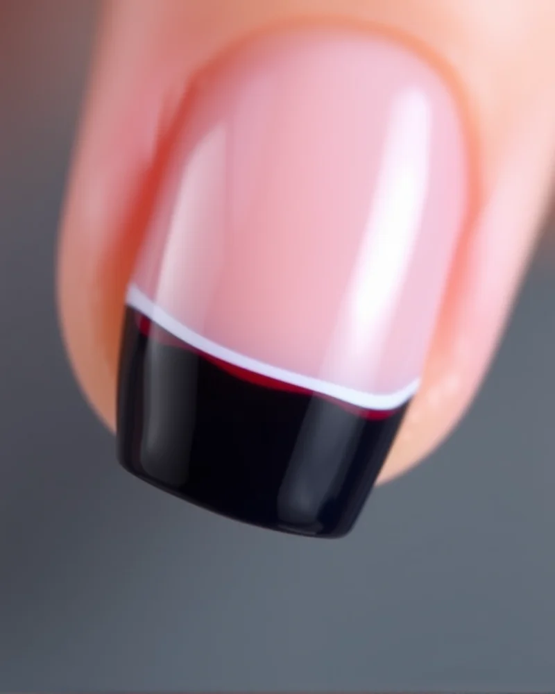 10 Chic Ways to Wear Red White and Blue Nails for Any Occasion 3 Almond-shaped nails featuring a split-color French tip in red and navy blue with a crisp white divider.