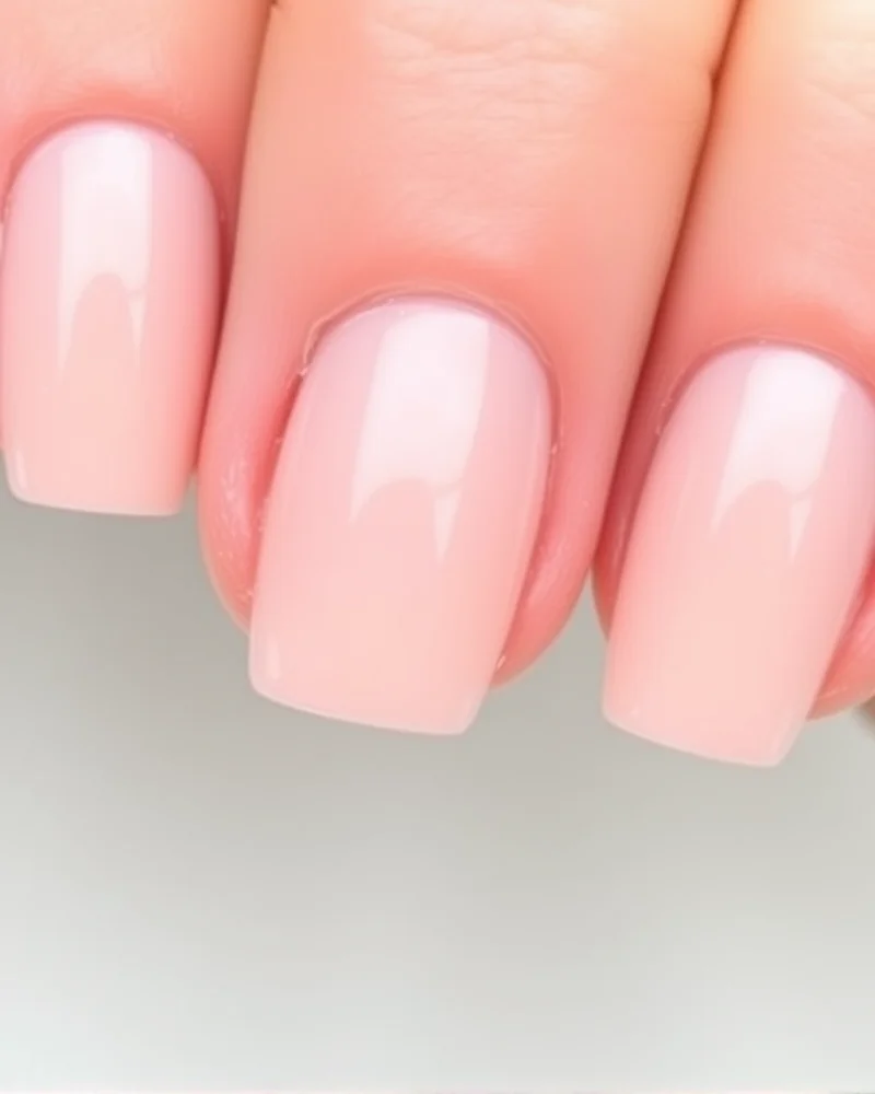 Square nails featuring a classic nude base with thin, asymmetrical red, white, and blue French tips.