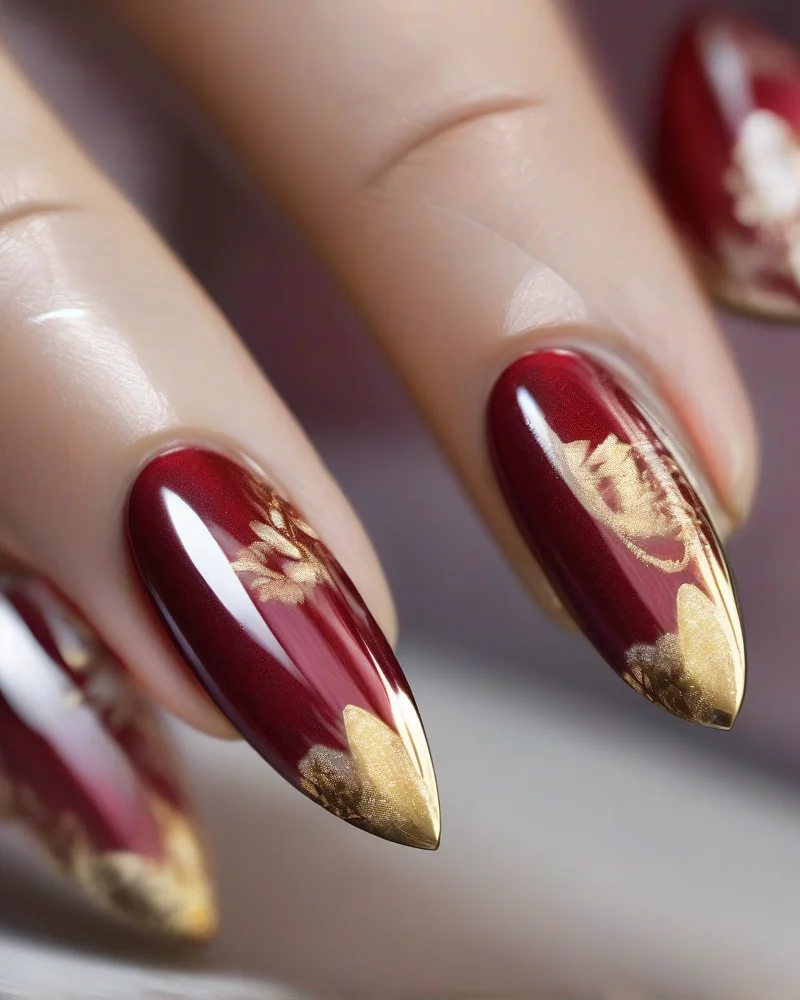 10 Reasons Why Ruby Nails Are The Ultimate Luxury Manicure Trend 3 Ruby chrome glazed nails on an almond shape.